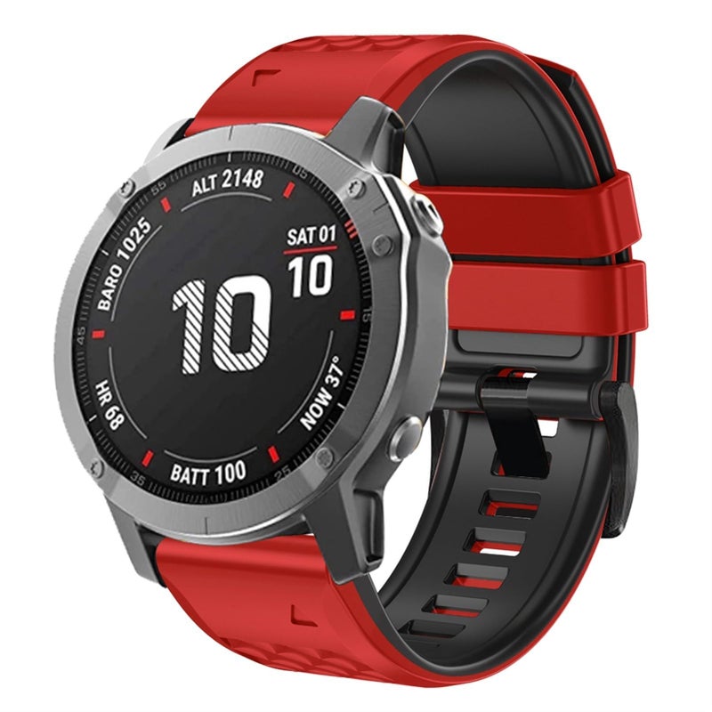 OUTVI 22mm watch band for garmin watch fenix 8 47mm fenix 6 pro solar fenix 7 pro sapphire solar fenix 5 quickfit 22 watch bands for garmin watch replacement strap red black - Image 1