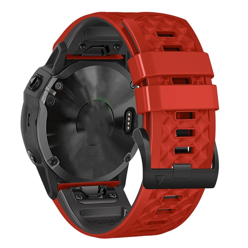 OUTVI 22mm watch band for garmin watch fenix 8 47mm fenix 6 pro solar fenix 7 pro sapphire solar fenix 5 quickfit 22 watch bands for garmin watch replacement strap red black - Image 4