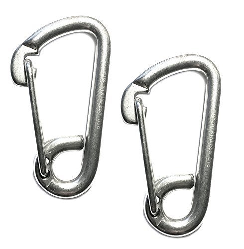 US STAINLESS 2 Pieces Stainless Steel 316 Spring Hook Carabiner 5/16" (8mm) Marine Grade Safety Clip - Image 1