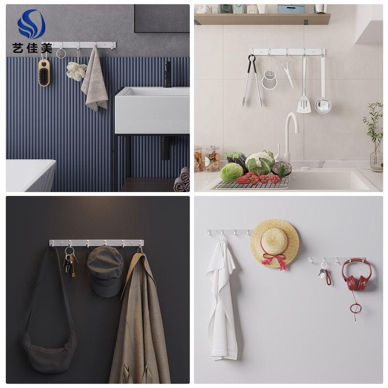 Punch-Free Hook Sticky Hook Toilet Hanger Strong Hook Row Hook Space Aluminum Door Rear Hook - Image 3