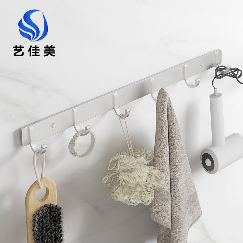 Punch-Free Hook Sticky Hook Toilet Hanger Strong Hook Row Hook Space Aluminum Door Rear Hook - Image 2