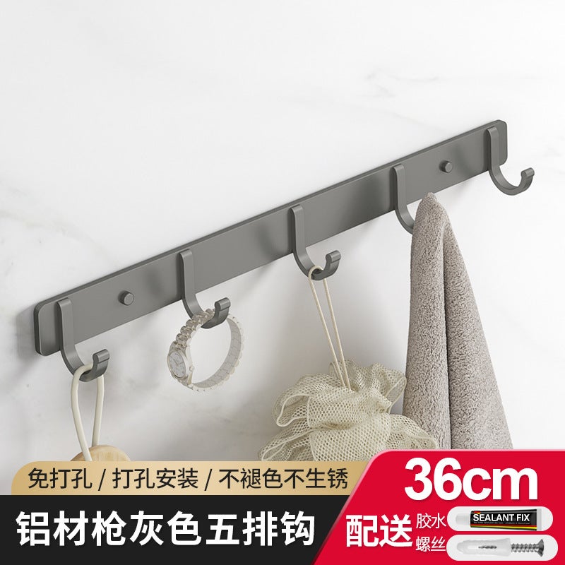 Punch-Free Hook Sticky Hook Toilet Hanger Strong Hook Row Hook Space Aluminum Door Rear Hook - Image 1