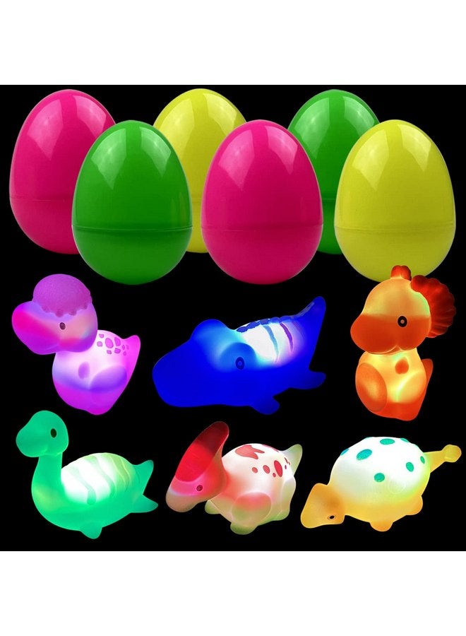 Jofan 6 Pack Prefilled Jumbo Plastic Easter Eggs with Light Up Dinosaur Bath Toys Inside for Kids Boys Girls Toddlers Easter Basket Stuffers Gifts Party Favors - Image 1