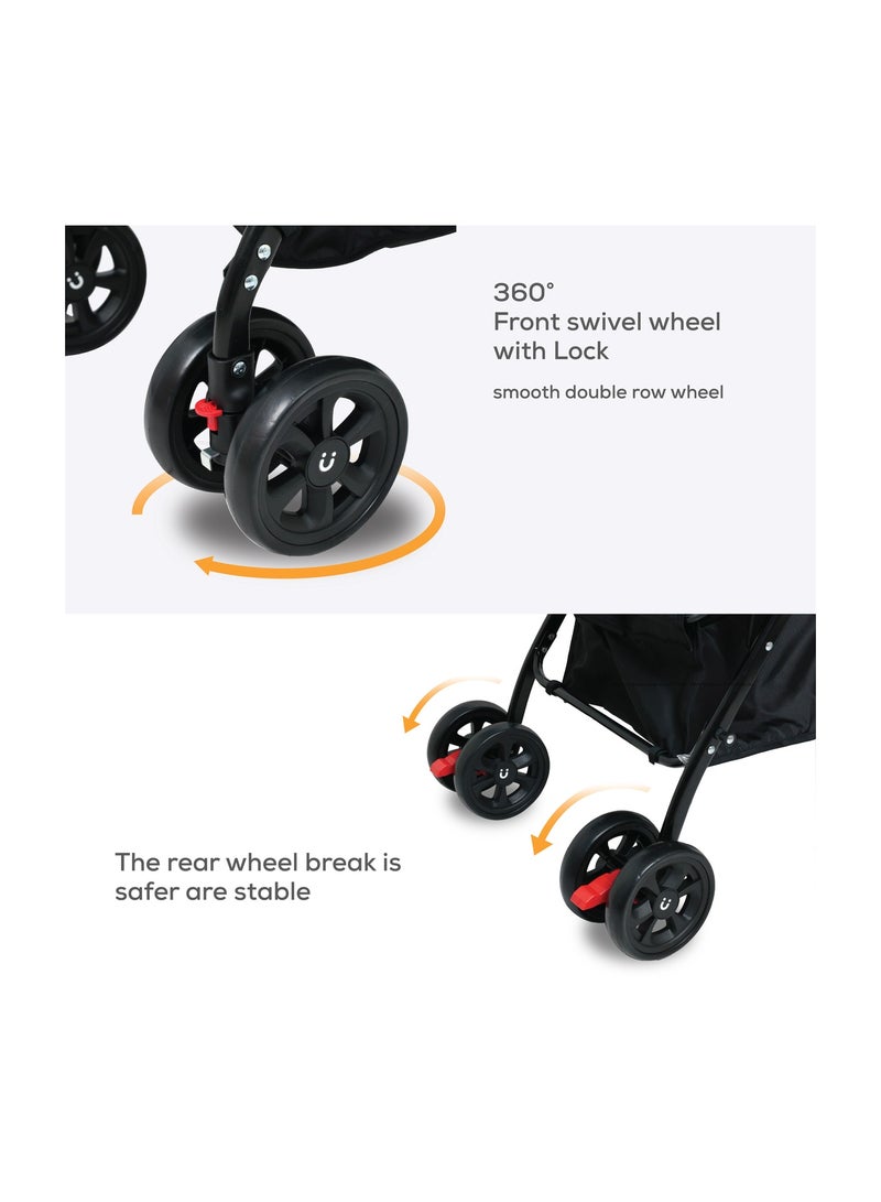 Nurtur عربة أطفال خفيفة الوزن ومضغوطة للغاية للسفر مع سلة تخزين، صينية طعام قابلة للفصل، مقعد قابل للإمالة ومسند للساقين، 0-36 شهر، رمادي - Image 5