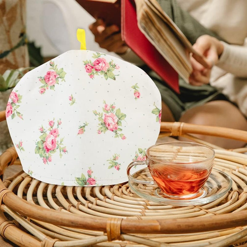 ويوبلز غطاء إبريق شاي قطني دافئ، غطاء معزول، غطاء إبريق شاي مزخرف بنقوش زهور لتزيين طاولة المطبخ كما هو موضح. - Image 3