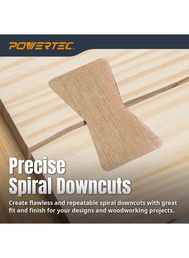 POWERTEC Solid Carbide Downcut Spiral Router Bits, Brass Inlay Kit with Router Guide, Collar, Centering Pin & 1/8" CD x 1/4" SH Router Bit, Compatible w/ 1/4" Router Templates for Woodworking (71333) - Image 4