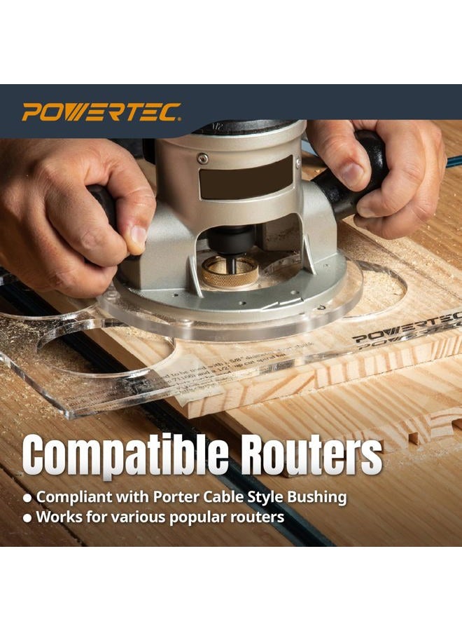 POWERTEC Solid Carbide Downcut Spiral Router Bits, Brass Inlay Kit with Router Guide, Collar, Centering Pin & 1/8" CD x 1/4" SH Router Bit, Compatible w/ 1/4" Router Templates for Woodworking (71333) - Image 5