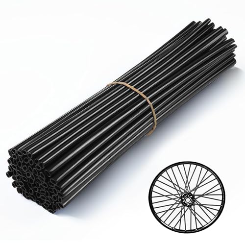 HHLUPUP Bicycle Bike Spoke Skins Covers 72Pcs Universal Motorcycle Wheelchair Wheel Spoke Wraps Dirt Bike Spoke Skin Pipe Trim for 821 Spoke Rims Spoke Covers Decoration Protector Black - Image 1
