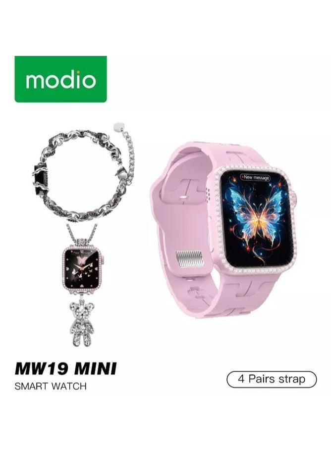 Modio MW19 Mini Smart Watch Set for Women: 36mm Display, Multiple Straps, Charm Necklace & Bracelet, and Customizable Health Tracking Features - Image 1