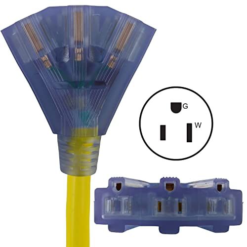 Conntek 1.5-Feet 20-Amp STW 12/3 Tri-Outlet Cord, 20-Amp Locking L5-20P Plug to Tri-Female (3*5-15R) - Image 3