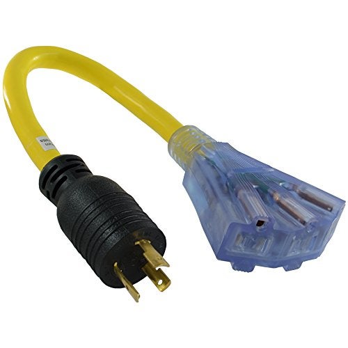 Conntek 1.5-Feet 20-Amp STW 12/3 Tri-Outlet Cord, 20-Amp Locking L5-20P Plug to Tri-Female (3*5-15R) - Image 1