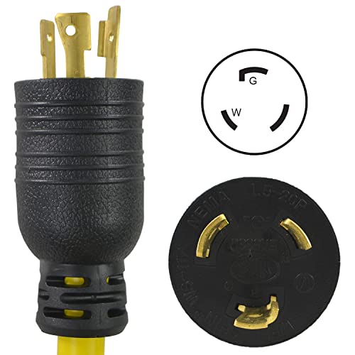 Conntek 1.5-Feet 20-Amp STW 12/3 Tri-Outlet Cord, 20-Amp Locking L5-20P Plug to Tri-Female (3*5-15R) - Image 2