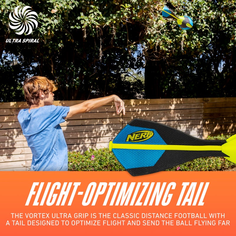 NERF كرة القدم نيرف فورتكس ألترا جريب، مصممة لسهولة الالتقاط، صوت صفارة عويل، ذيل محسّن للمسافة، مقاومة للماء، للعب في جميع الأجواء - Image 3