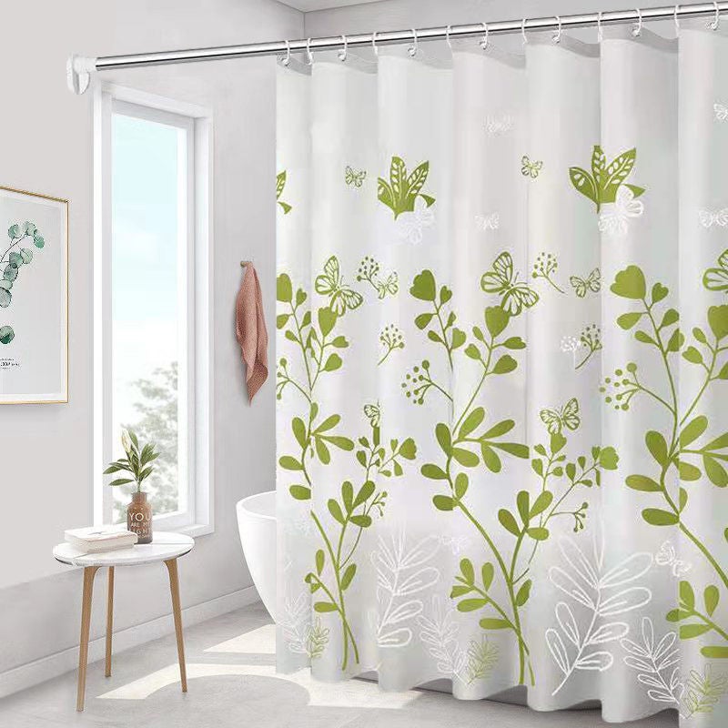 PEVA Waterproof Shower Curtain, No Drill, Translucent, Mildew Resistant, with Hooks - Image 1
