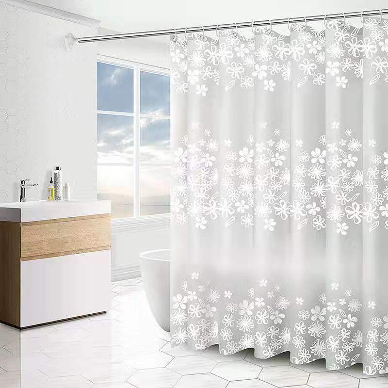 PEVA Waterproof Shower Curtain, No Drill, Translucent, Mildew Resistant, with Hooks - Image 2