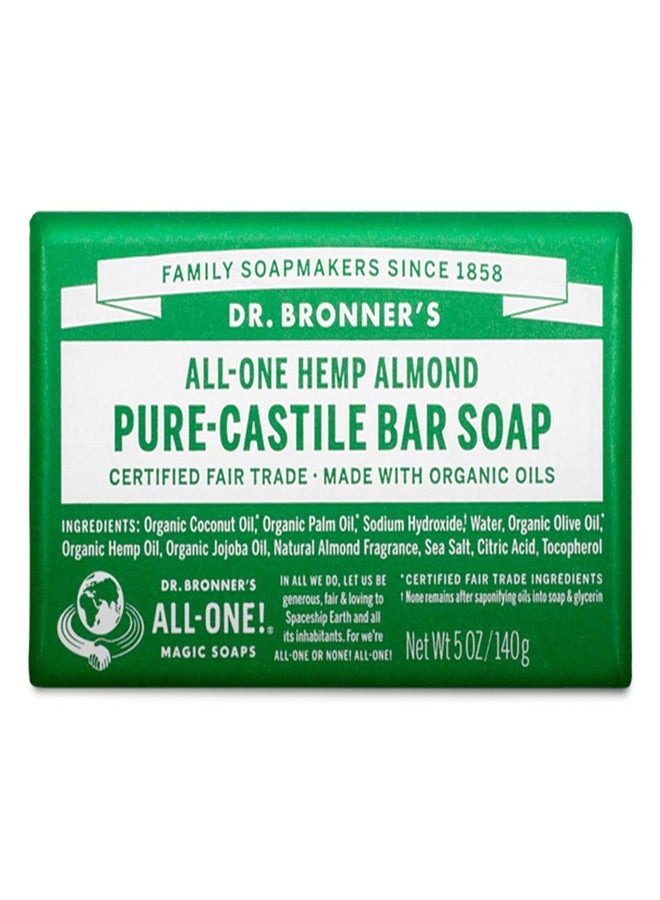 Dr. Bronner's - Pure-Castile Bar Soap (Almond, 5 ounce - Made with Organic Oils, For Face, Body and Hair, Gentle and Moisturizing, Biodegradable, Vegan, Cruelty-free, Non-GMO - Image 1