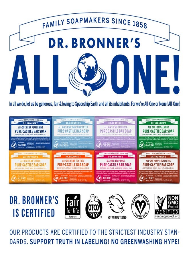 Dr. Bronner's - Pure-Castile Bar Soap (Almond, 5 ounce - Made with Organic Oils, For Face, Body and Hair, Gentle and Moisturizing, Biodegradable, Vegan, Cruelty-free, Non-GMO - Image 5