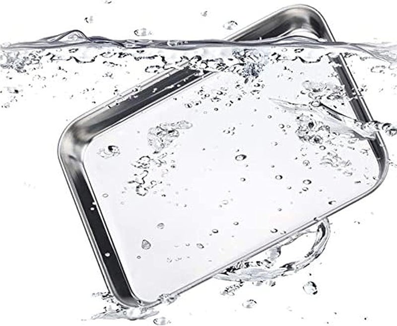 Yopple Pack of 2 Stainless Steel Plates Medical Instrument Plate Laboratory Tray Dental Dressing Plate Heavy Duty Square Food Plate with AntiFall Design for Kitchen Lab Use - Image 5