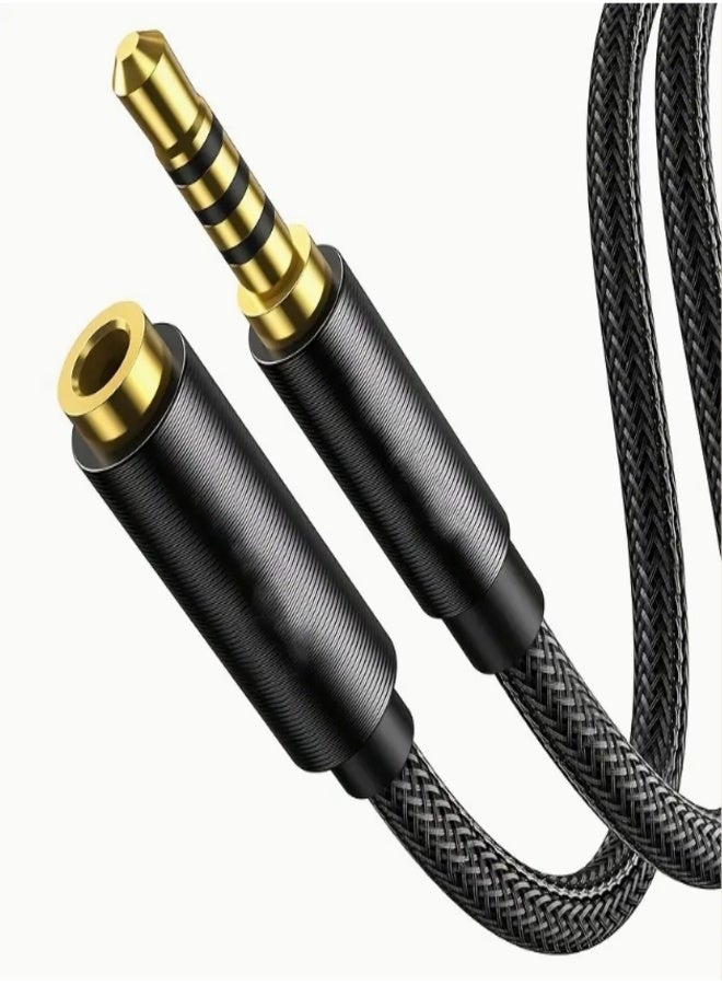 Audio Extension Cable3M – Male to Female Stereo Aux Headphone Jack Extender with Gold-Plated Connectors – Durable Nylon Cord for Headphones, Speakers, Car Audio, PC, TV, and Gaming Devices - Image 1