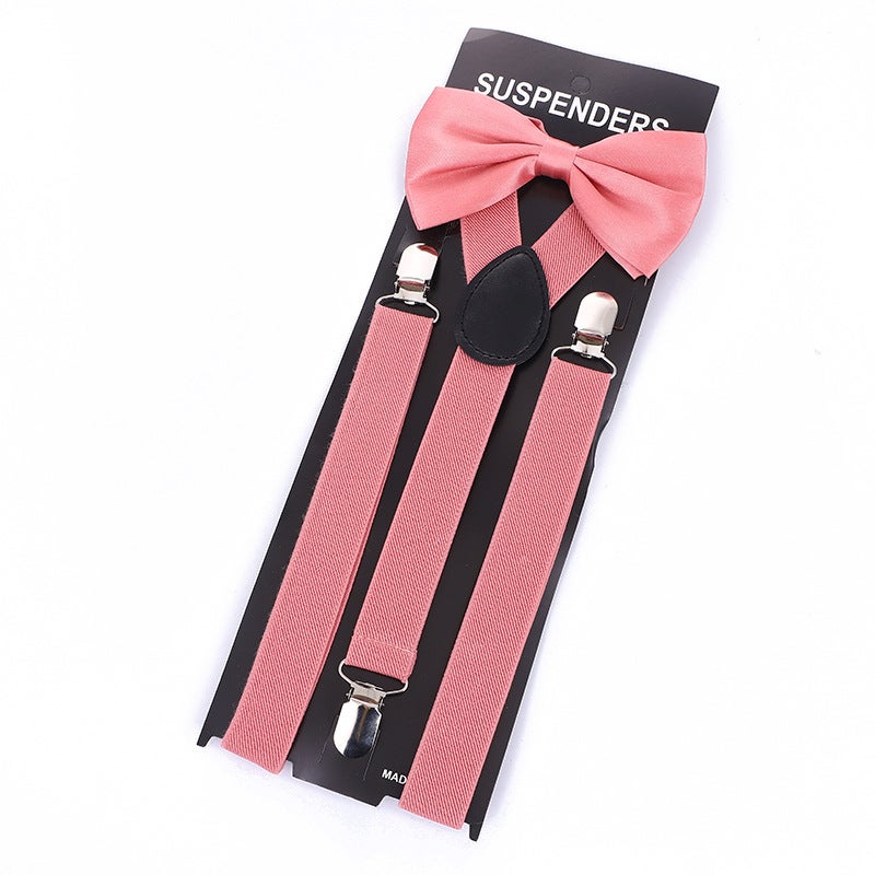 Adult Strap Universal Strap Bow Tie Solid Color 2.5 Suspenders Elastic Stretch Trousers Shoulder Strap - Image 3