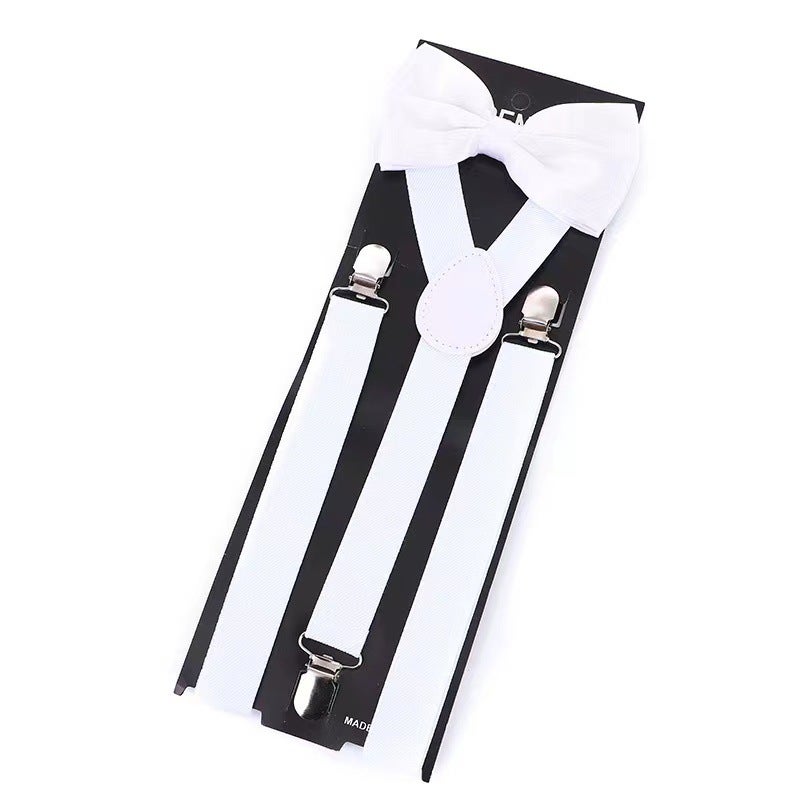 Adult Strap Universal Strap Bow Tie Solid Color 2.5 Suspenders Elastic Stretch Trousers Shoulder Strap - Image 1