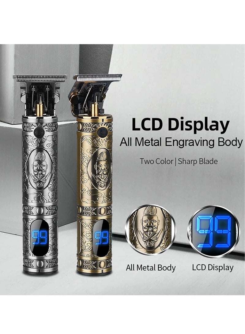 LCD Display Cordless Barber Clipper Hair Cutting Kit Beard Trimmer Haircut Grooming Set T-Blade Trimmer USB Electric Beard Trimmer - Image 3