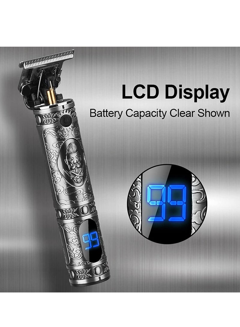 LCD Display Cordless Barber Clipper Hair Cutting Kit Beard Trimmer Haircut Grooming Set T-Blade Trimmer USB Electric Beard Trimmer - Image 5