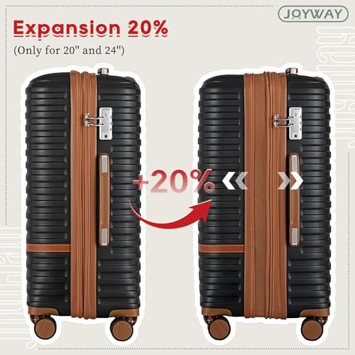Joyway مجموعة حقائب جويوي القابلة للتوسيع 5 قطع، حقيبة سفر صلبة خفيفة الوزن مع عجلات دوارة وقفل TSA - Image 3