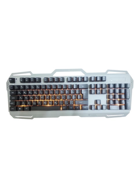 USB Gaming Keyboard with Orange Backlight - Durable Metal Frame and Ergonomic Design for Gamers