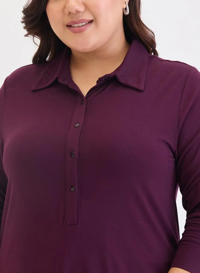Femmella  Plus Size Purple High Low Hem Tunic Top for Women | Best Price UAE