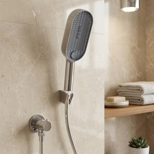 InArt® ABS 3-Function Hand Shower with 1.5 Meter Flexible Tube and Wall Hook, Chrome Finish | ABS Handheld Shower Head with Rain, Dancing Massage & Mix Spray | Easy-Clean Silicone Nozzles - Image 4