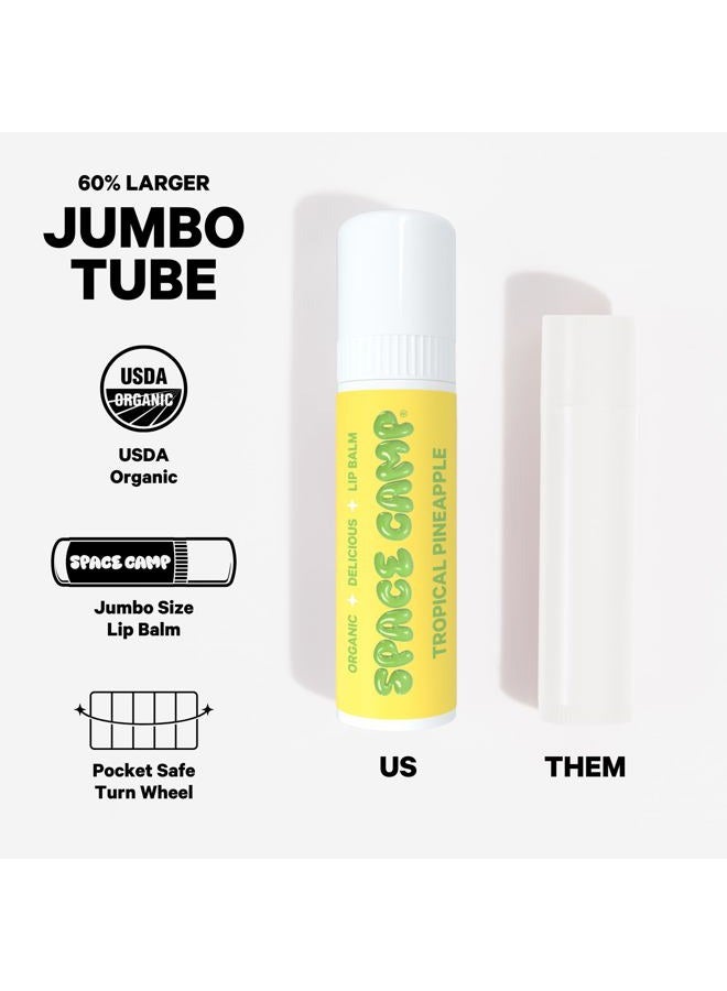 Space Camp Wellness Jumbo Lip Balm - Tropical Pineapple Organic Flavored Balm (2 Pack) - Image 4
