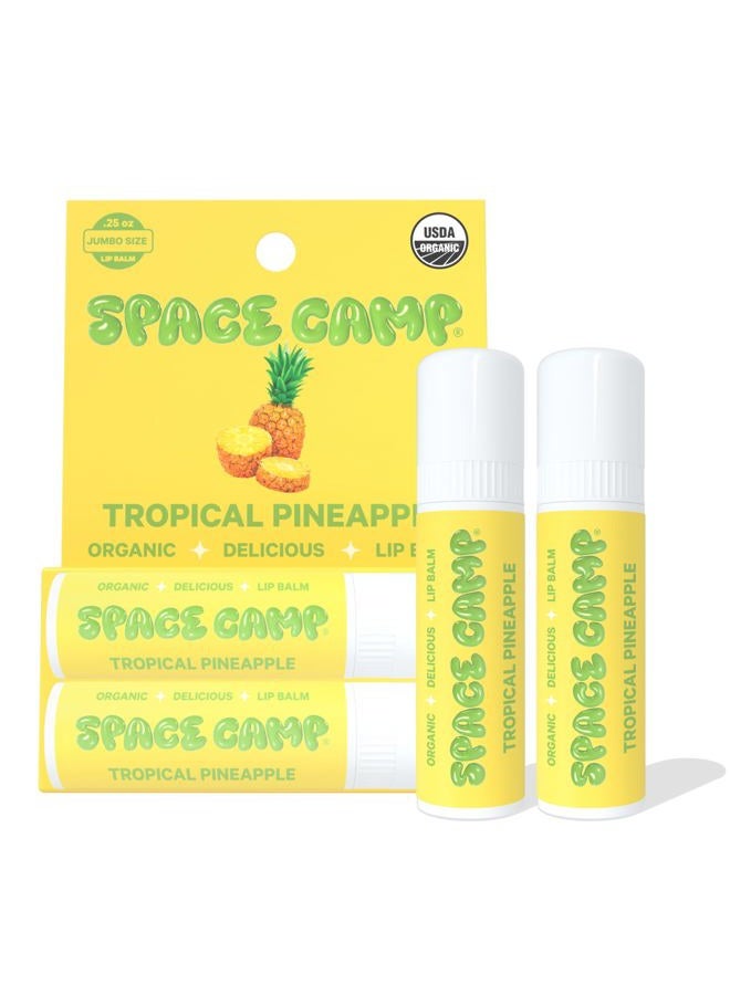 Space Camp Wellness Jumbo Lip Balm - Tropical Pineapple Organic Flavored Balm (2 Pack) - Image 1