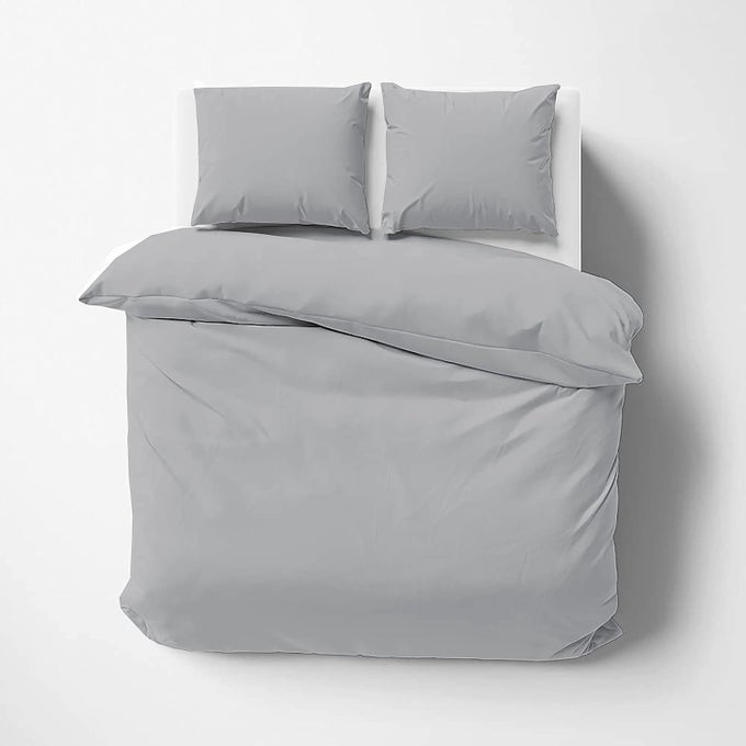 IMPRESSIBLE SUPER SOFT MICROFIBER 3 PIECE DUVET COVER SET SIZE 91X101 INCHES AND 2 PILLOW COVER 300 TC 18X28 INCHES DOUBLE BED SIZESILVER GREY