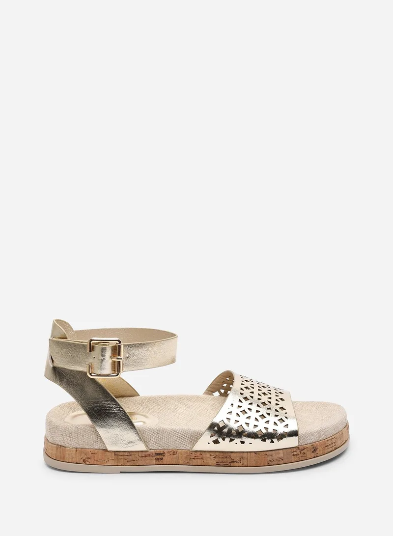 من أين هذه Bask Cutout Design Flatform Gold Metallic Sandal