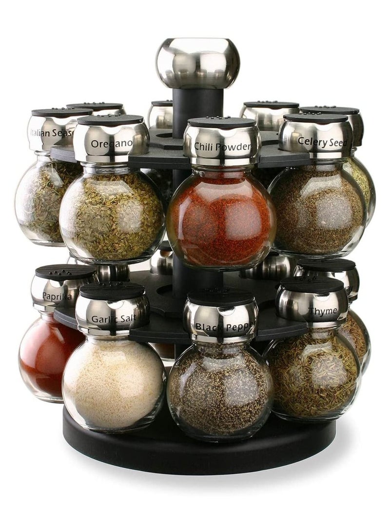 DubaiGallery 16-Piece Spice Jar Rack Set Black/Silver - Image 4