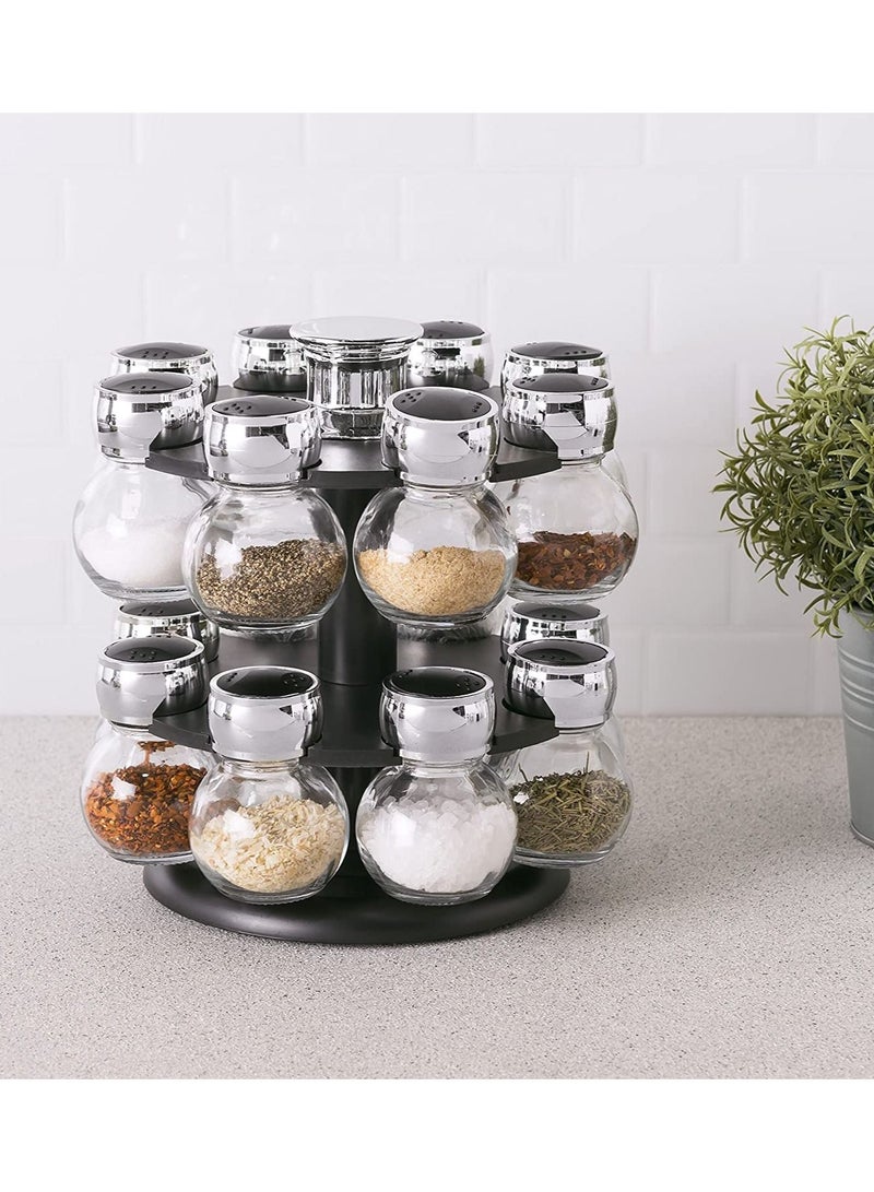 DubaiGallery 16-Piece Spice Jar Rack Set Black/Silver - Image 5