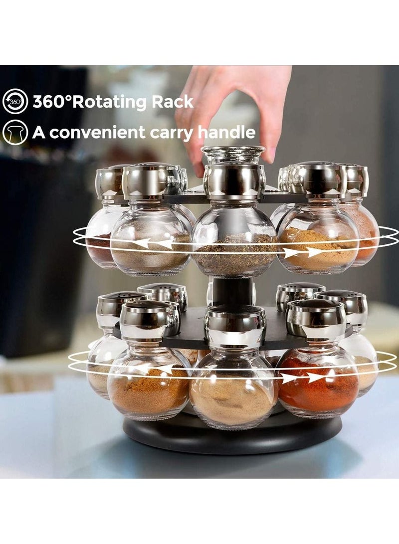 DubaiGallery 16-Piece Spice Jar Rack Set Black/Silver - Image 3