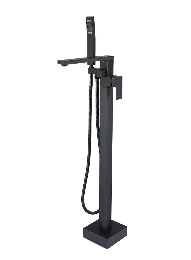 Black Floor Square HotAnd Cold Standing Bathtub Faucet 