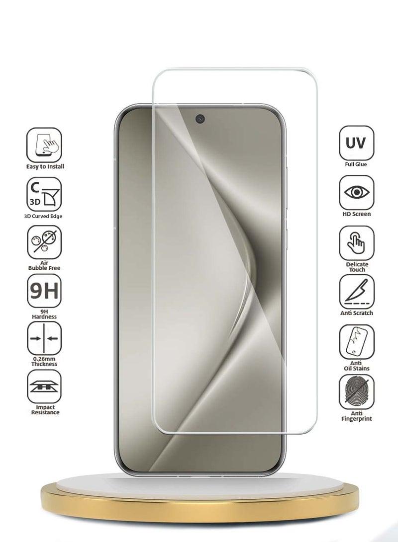 Wtech Huawei Pura 70 Pro / Pura 70 Pro+ / Pura 70 Pro Plus 5G 2024 Premium Curved Edges UV Full Glue Full Cover Tempered Glass Screen Protector (MSGUCN) - Clear - Image 2