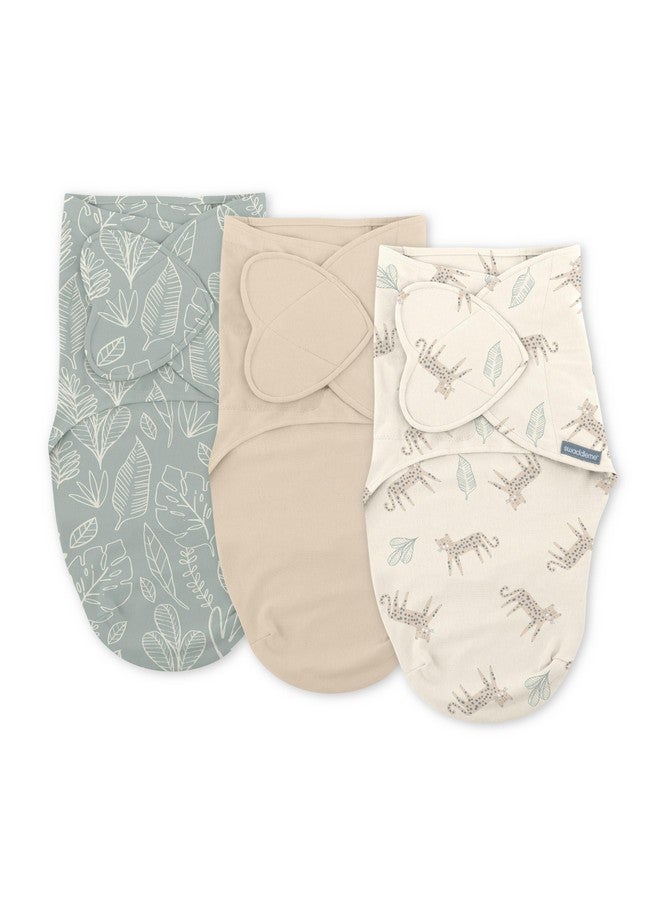 SwaddleMe by Ingenuity Monogram Collection Baby Swaddle, 100% Cotton, Improves Sleep & Calms Startle Reflex, 0-3 Months, Pocket Fold Design for Easy Changes, 1.0 TOG, 3-Pack - Born Free - Image 1