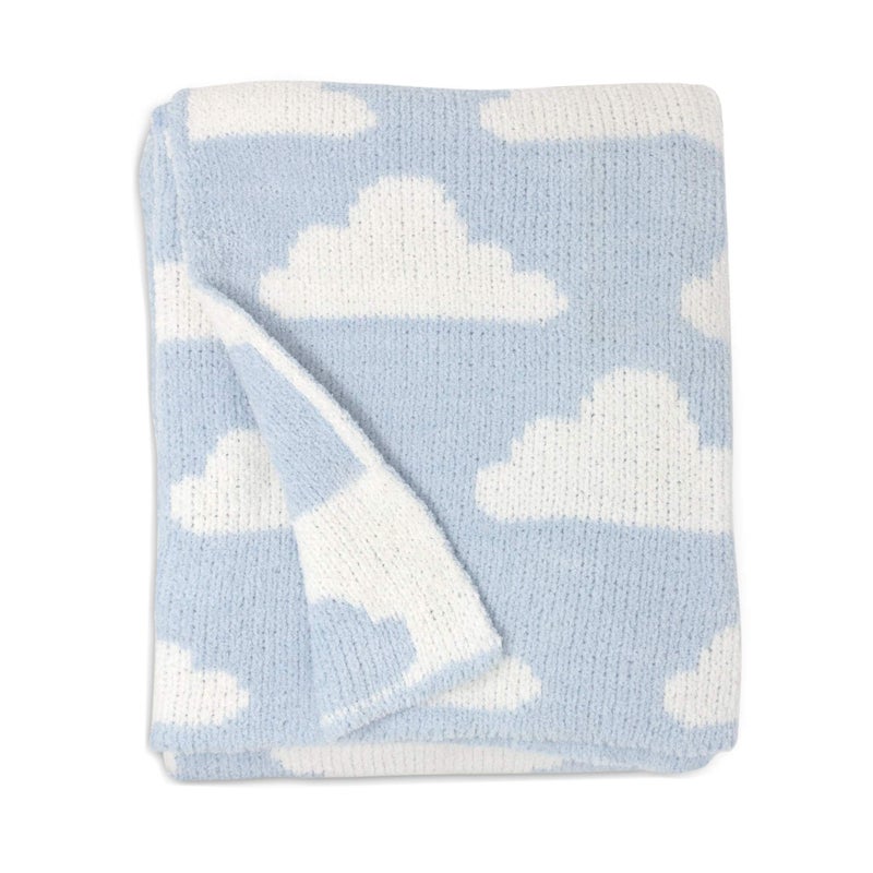 Living Textiles Blue Clouds Chenille Soft Baby Blanket Reversible Premium Cozy Fabric for Best Comfort - for Infant,Toddler,Newborn,Nursery,Boy,Unisex,Throw,Crib,Stroller,Gift, Blue Clouds 40x30 - Image 1