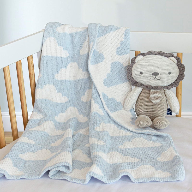 Living Textiles Blue Clouds Chenille Soft Baby Blanket Reversible Premium Cozy Fabric for Best Comfort - for Infant,Toddler,Newborn,Nursery,Boy,Unisex,Throw,Crib,Stroller,Gift, Blue Clouds 40x30 - Image 4