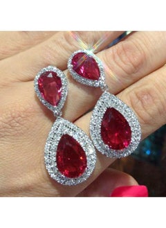 Cao Shi New Romantic Wedding Bridal Earrings Long Water Drop Zircon Women's Hot Imitation Ruby