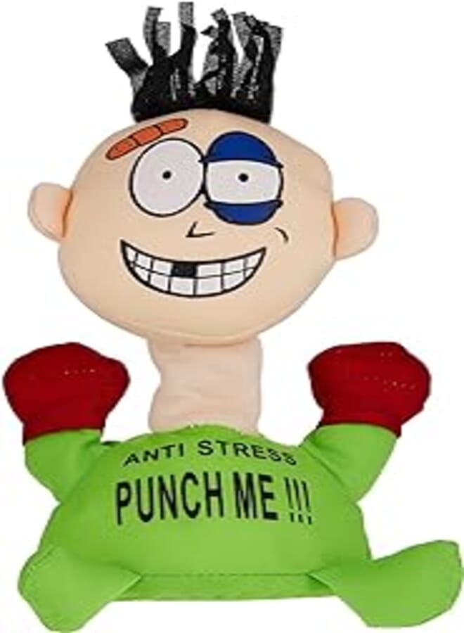 Showay Plush Toys Stress Reliever Face Doll Punch Me Cartoon Electric Children's Kid Vent Toy Adult Decompression (Color : Green, Height 25Cm)