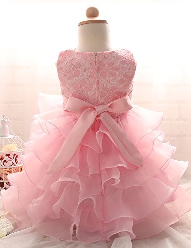 NNJXD Girl Dress Kids Ruffles Lace Party Wedding Dresses Size (90) 12-24 Months Pink - Image 4