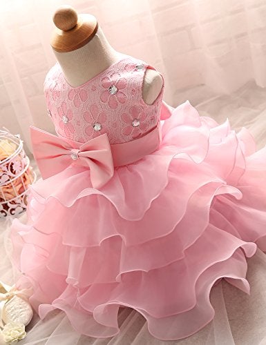 NNJXD Girl Dress Kids Ruffles Lace Party Wedding Dresses Size (90) 12-24 Months Pink - Image 3