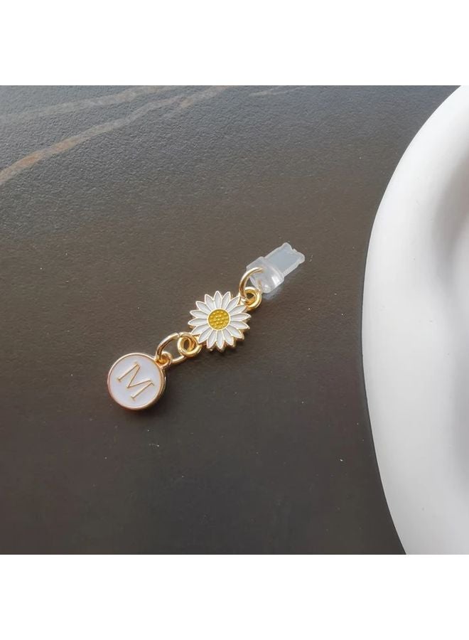 Creative Daisy Sunflower Letter M Phone Dust Plug Pendant For iPhone Interface - Image 1