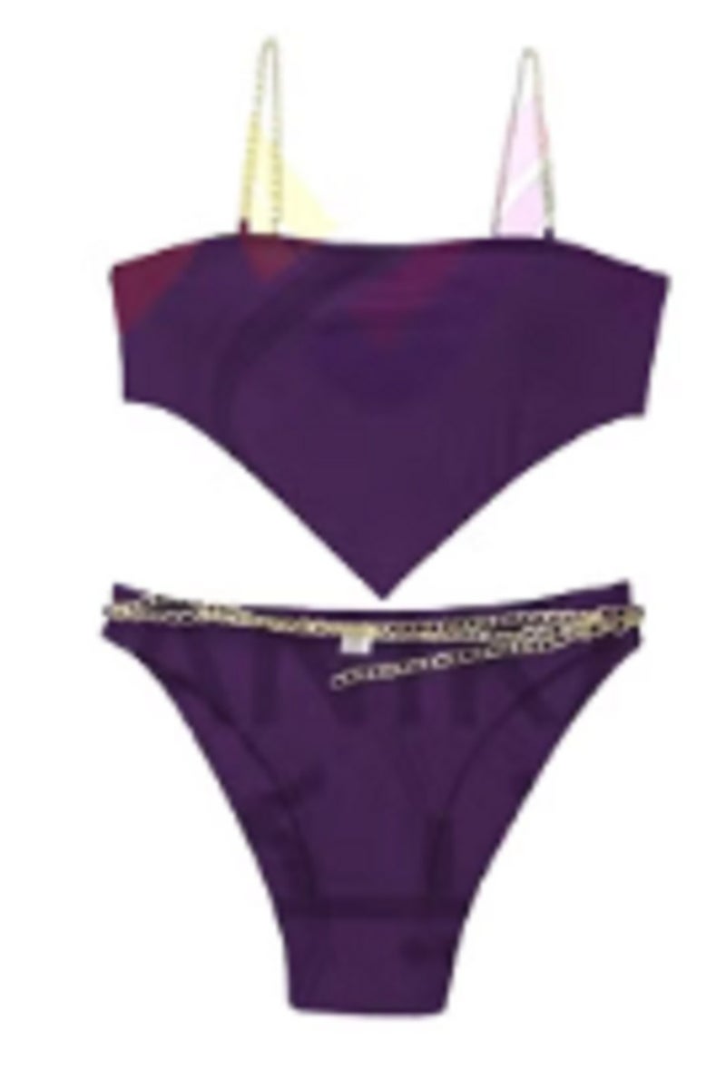 طقم نسائي مكون من قطعتين مزين بالسلاسل - Image 1