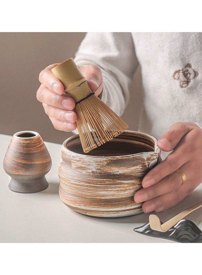 BOUND MOAT 4 Piece Matcha Tea Set Matcha Whisk Kit Matcha Ceramic Bowl Matcha Whisk, White Whisk Holder Traditional Scoop Perfect Set to a Traditional of Matcha Tool - Image 3